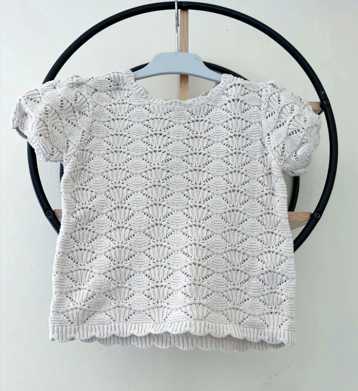 24 mois 2 ans Teeshirt maille crochet crème tape au même 86 cm